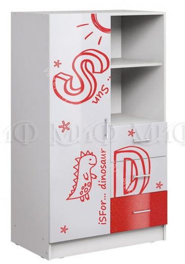 Шкаф комбинированный Вега Алфавит Красный, Белый