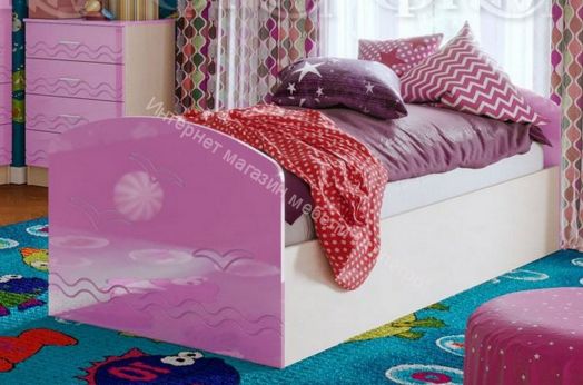 Кровать "Юниор-2" 2,0*0,8 м Сиреневый металлик, Дуб беленый