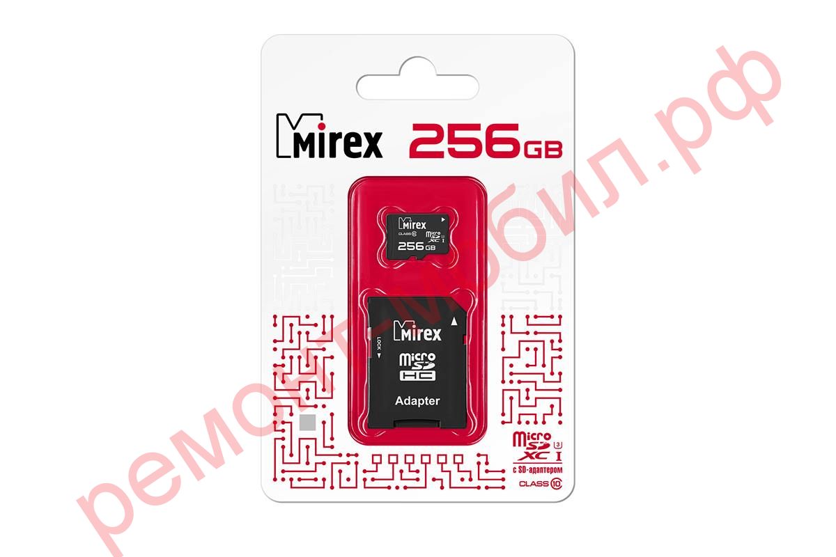 Карта памяти MicroSDХC Mirex 256 GB UHS-I U3 ( 10 class ) с адаптером