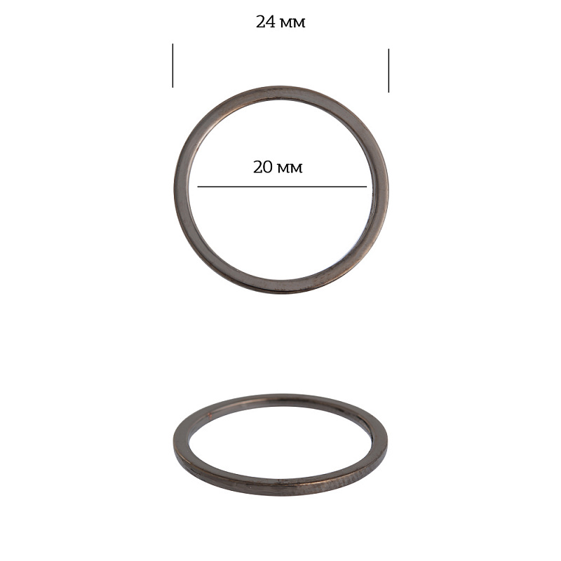 Фото Кольцо металл литое 24 мм черный никель