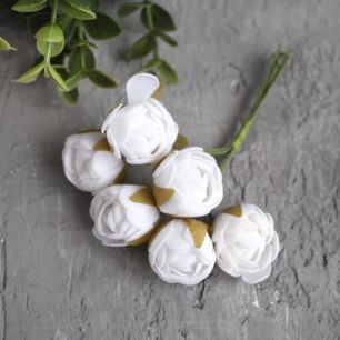 Букетик цветов из ткани, белые, 6 шт.