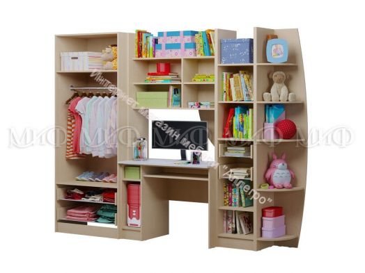 Модульная детская "Юниор-2" Салатовый металлик, Дуб беленый