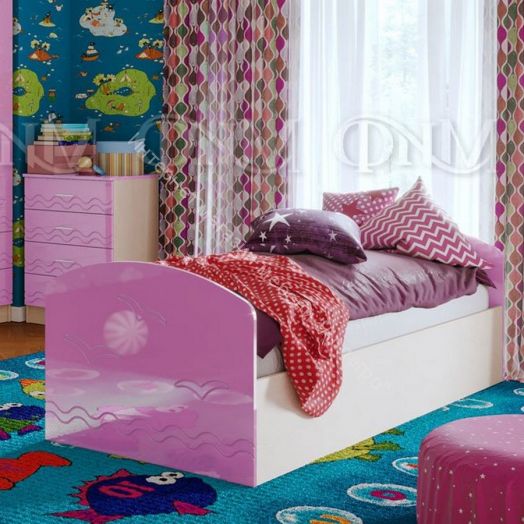 Модульная детская "Юниор-2" Сиреневый металлик, Дуб беленый