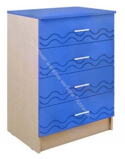 Комод "Юниор-2" Синий, Дуб беленый