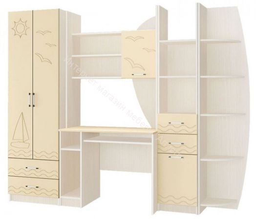 Стенка "Юниор-2" Ваниль, Дуб беленый