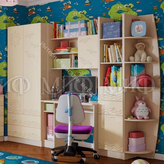 Модульная детская "Юниор-2" Ваниль, Дуб беленый