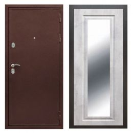 Дверь входная Great Doors Х5 Антик Медь Зеркало Мини ФЛЗ-120 Бетон Светлый