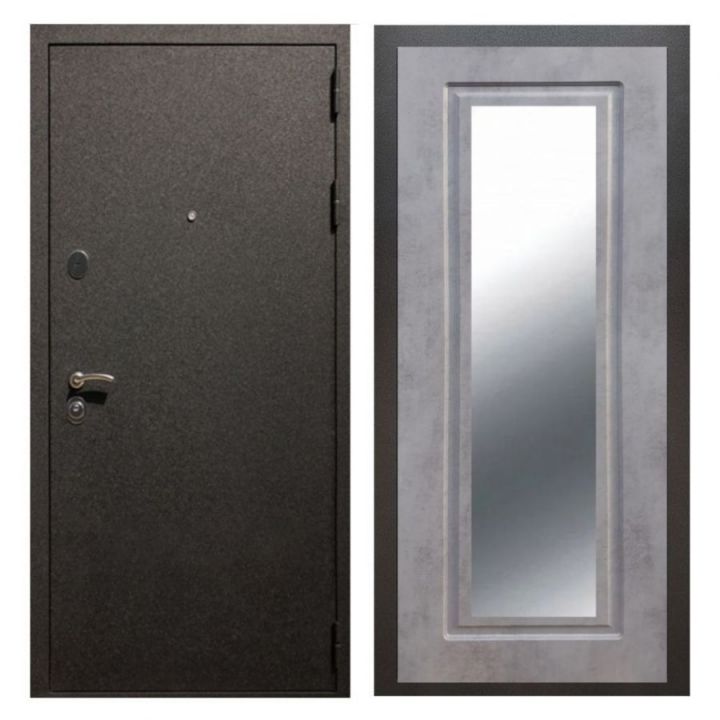 Дверь входная Great Doors X5 Черный крокодил Зеркало Мини ФЛЗ-120 Бетон Темный