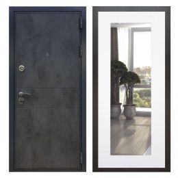 Дверь входная Great Doors X290 Бетон Темный Зеркало 18 Белый Софт