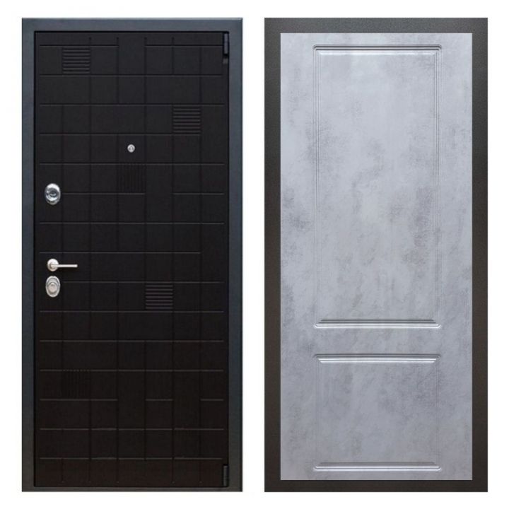 Дверь входная металлическая Great Doors Х12 Тетрис Ясень Черный ФЛ-117 Бетон Темный