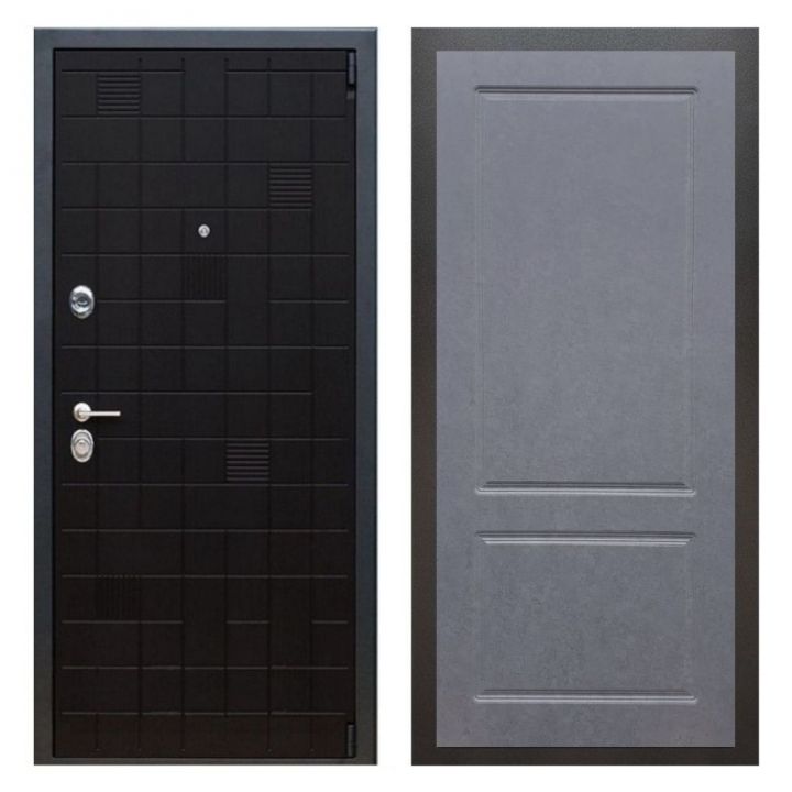 Дверь входная металлическая Great Doors Х12 Тетрис Ясень Черный ФЛ-117 Штукатурка Графит