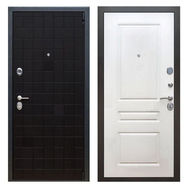 Дверь входная металлическая Great Doors Х12 Тетрис Ясень Черный ФЛ-243 Белый Ясень