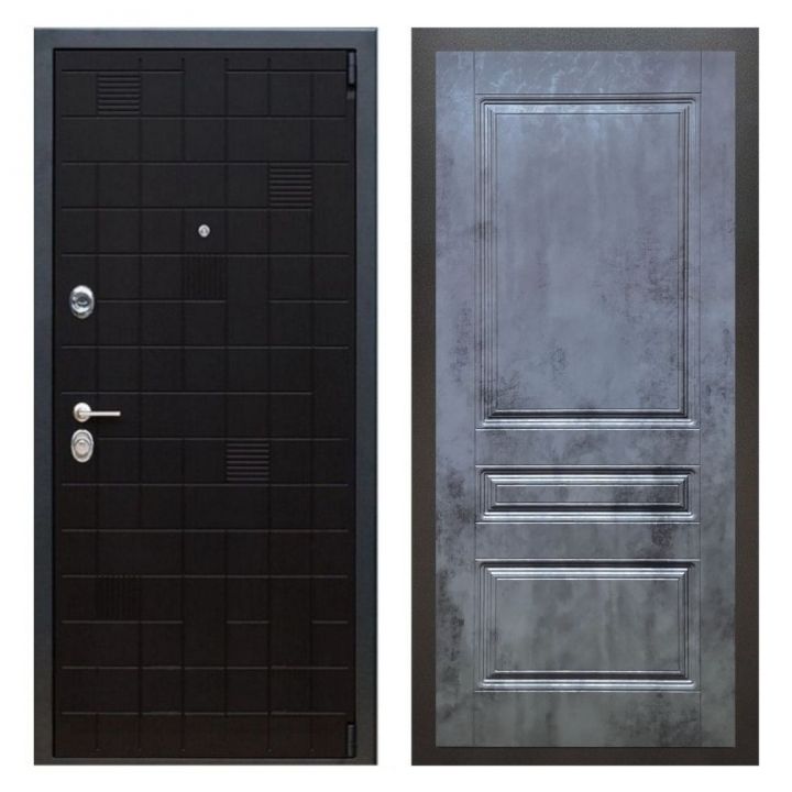 Дверь входная металлическая Great Doors Х12 Тетрис Ясень Черный ФЛ-243 Бетон Темный