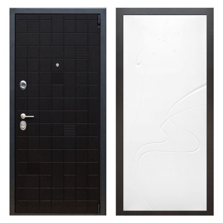Дверь входная металлическая Great Doors Х12 Тетрис Ясень Черный ФЛ-258 Белый Софт