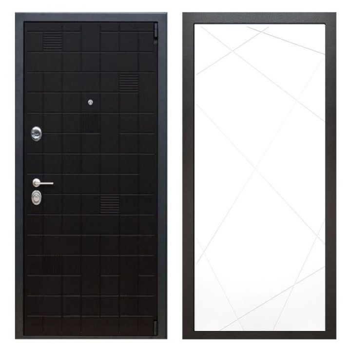 Дверь входная металлическая Great Doors Х12 Тетрис Ясень Черный ФЛ-291 Белый Софт