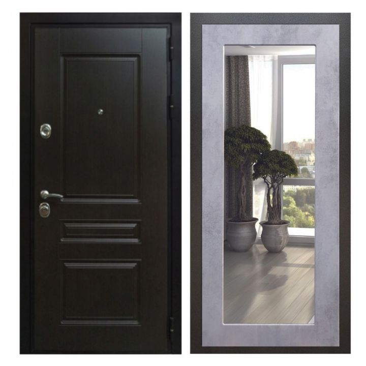 Дверь входная Great Doors Х Премиум Венге Зеркало 18 Бетон Светлый