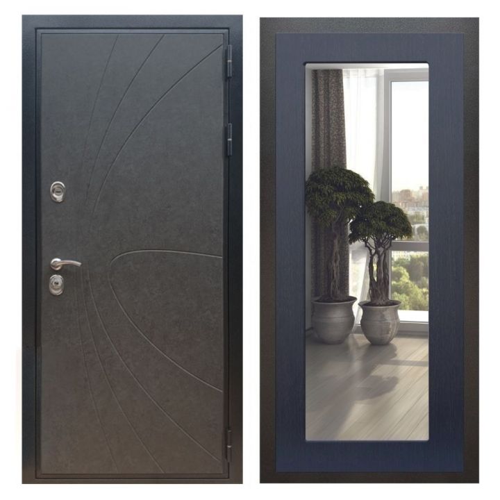 Дверь входная Great Doors X248 Штукатурка Графит Зеркало 18 Венге