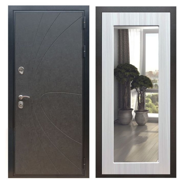 Дверь входная Great Doors X248 Штукатурка Графит Зеркало 18 Сандал Светлый