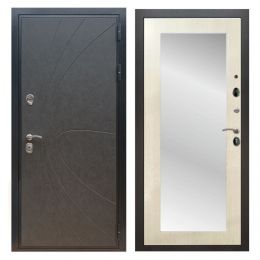 Дверь входная Great Doors X248 Штукатурка Графит Зеркало 18 Лиственница беж