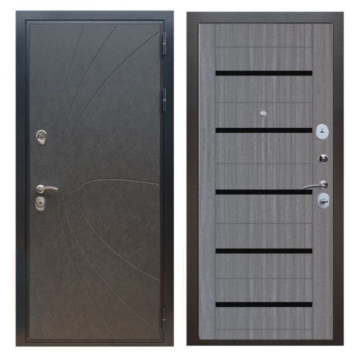 Дверь входная Great Doors X248 Штукатурка Графит Царга СБ-14 Лиственница Серая Темный Лакобель
