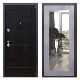 Дверь входная Great Doors Х12 Тетрис Ясень Черный Зеркало 18 Бетон Светлый