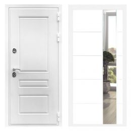 Дверь входная Great Doors Х Премиум Белая Шагрень Зеркало ЛФЛС-19 Белый Софт