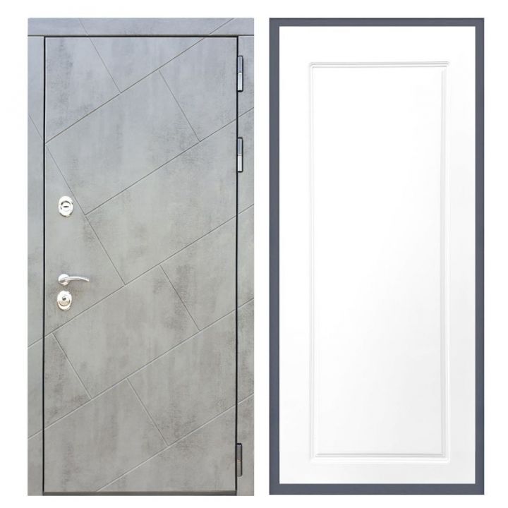Дверь входная Great Doors Х22 Бетон Темный ФЛ-119 Белый Софт