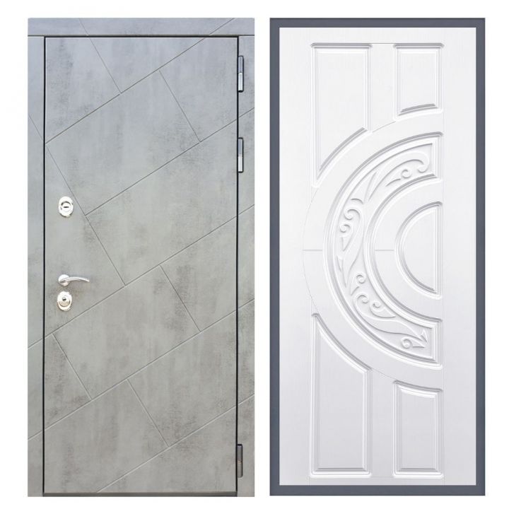 Дверь входная Great Doors Х22 Бетон Темный ФЛ-232 Белый Софт