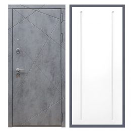 Дверь входная Great Doors Х13 Бетон Темный ФЛ-68 Белый Софт