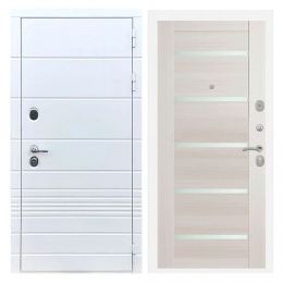 Дверь входная Great Doors X-TR Белый Софт Царга СБ-14 Лиственница беж Белый Лакобель