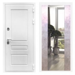 Дверь входная Great Doors Х Премиум Белая Шагрень Зеркало Макси Бетон Светлый