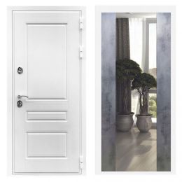 Дверь входная Great Doors Х Премиум Белая Шагрень Зеркало Макси Бетон Темный