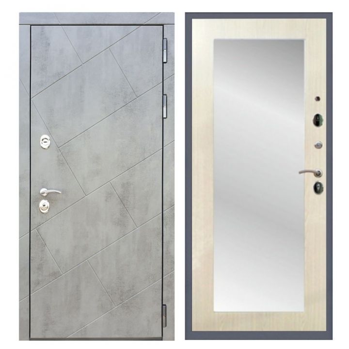Дверь входная Great Doors Х22 Бетон Темный Зеркало 18 Лиственница беж