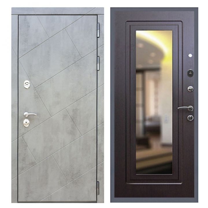 Дверь входная Great Doors Х22 Бетон Темный Зеркало Мини ФЛЗ-120 Венге