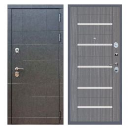 Дверь входная Great Doors Х21 Штукатурка Графит Царга СБ-14 Лиственница Серая Белый Лакобель