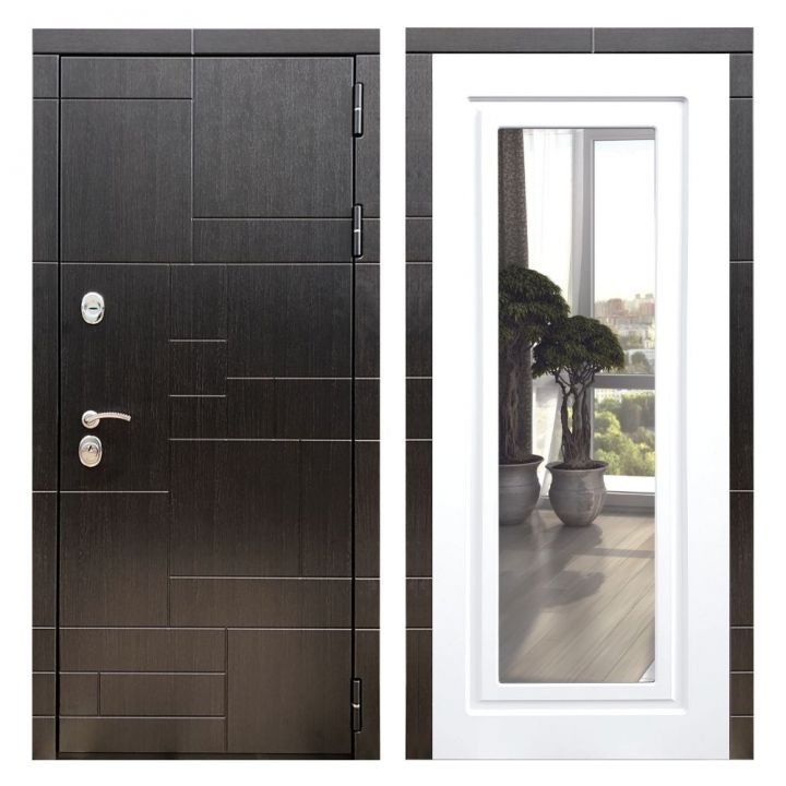 Дверь входная Great Doors Х20 Венге Зеркало Мини ФЛЗ-120 Белый Софт