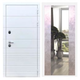 Дверь входная Great Doors X-TR Белый Софт Зеркало Макси Бетон Светлый