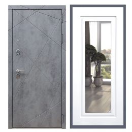 Дверь входная Great Doors Х13 Бетон Темный Зеркало Мини ФЛЗ-120 Белый Софт