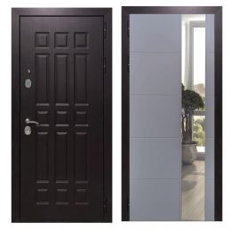 Дверь входная Great Doors Х8 Венге Зеркало ЛФЛС-19 Софт Грей