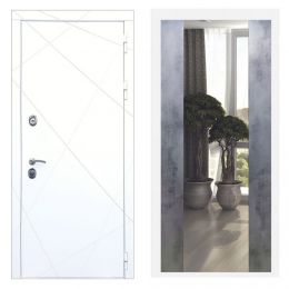 Дверь входная Great Doors Х13 Белая шагрень Зеркало Макси Бетон Темный