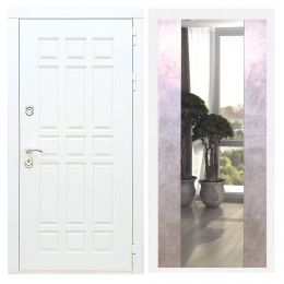 Дверь входная Great Doors Х8 Белая Шагрень Зеркало Макси Бетон Светлый