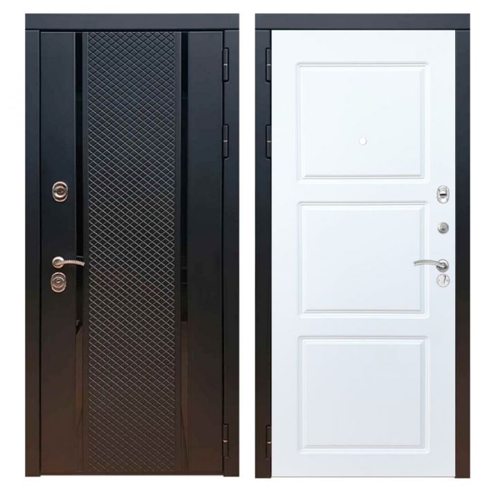 Дверь входная металлическая Great Doors Х25 Черный кварц ФЛ-3 Белый Софт