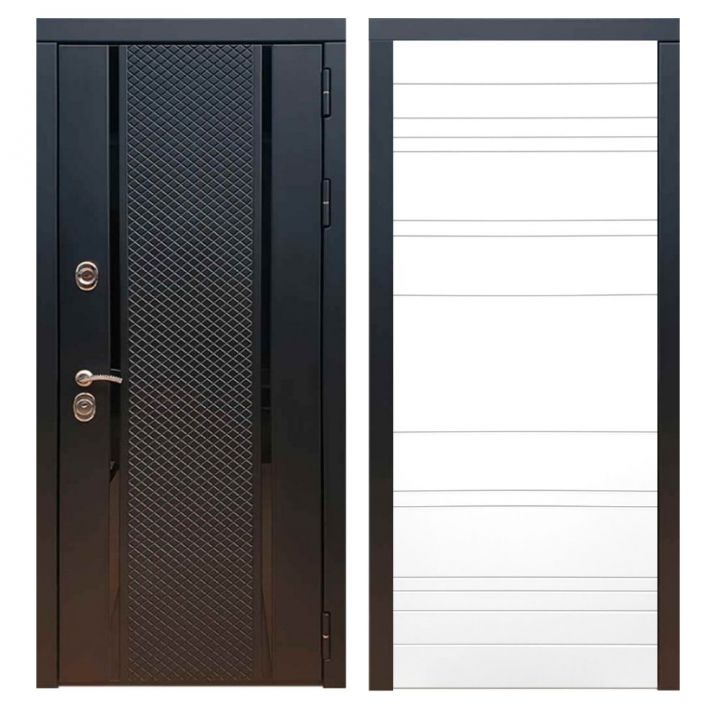 Дверь входная металлическая Great Doors Х25 Черный кварц ФЛ-14 Белый Софт