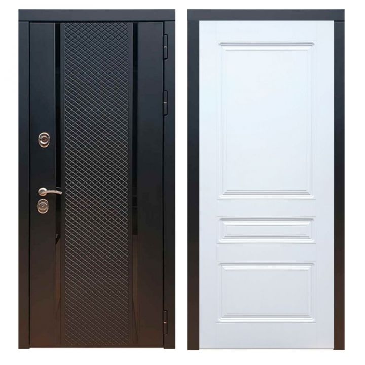 Дверь входная металлическая Great Doors Х25 Черный кварц ФЛ-243 Белый Софт