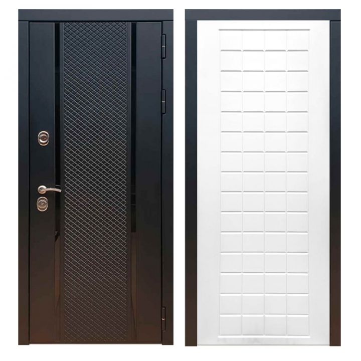 Дверь входная металлическая Great Doors Х25 Черный кварц ФЛ-256 Белый Софт
