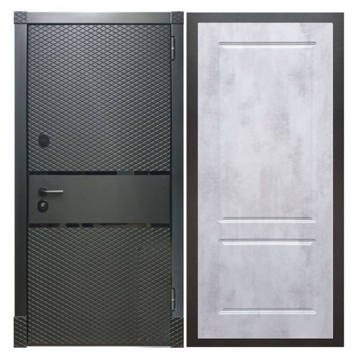 Дверь входная металлическая Great Doors Х15 Черный Кварц ФЛ-117 Бетон Светлый