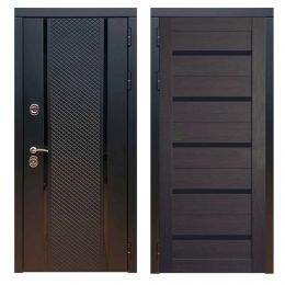 Дверь входная металлическая Great Doors Х25 Черный кварц Царга СБ-14 Венге Темный Лакобель
