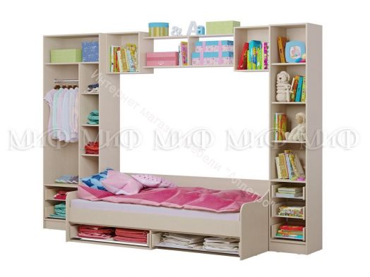 Детская "Вега-1" с фотопечатью Дуб Беленый, Travel Красный