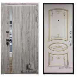 Дверь входная Двери Регионов TESLA Дуб Мелфорд грей Багет 3 Эмаль Слоновая кость