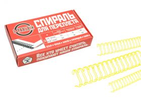 Спираль для переплёта в нарезке 1/4, d6,4 мм, шаг 3:1, ЖЕЛТЫЙ